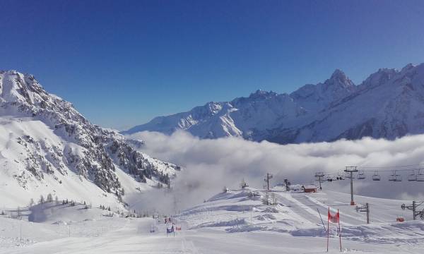 La piste "Kandahar" à Chamonix, France :